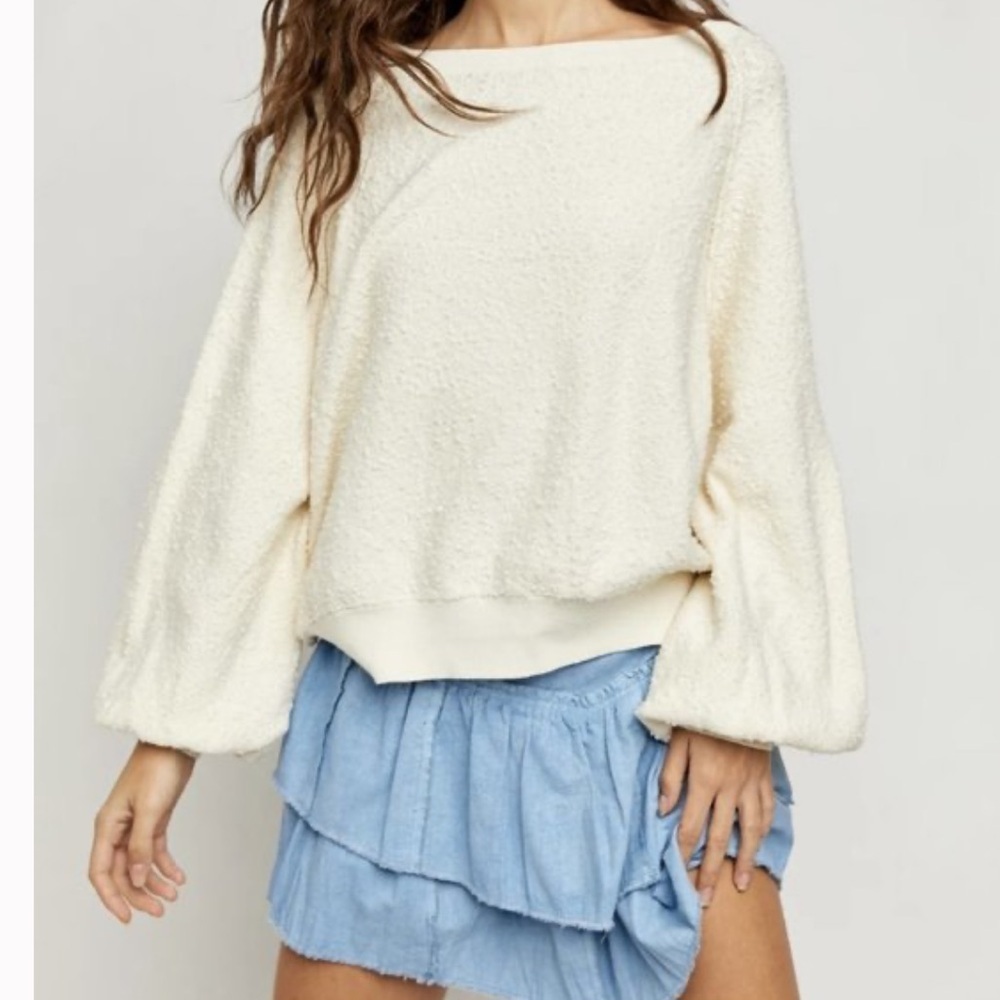 Free People Found My Friend Pullover Sweater Cream medium